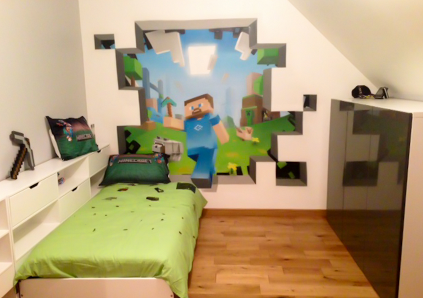 Minecraft-Inspired Accent Wall