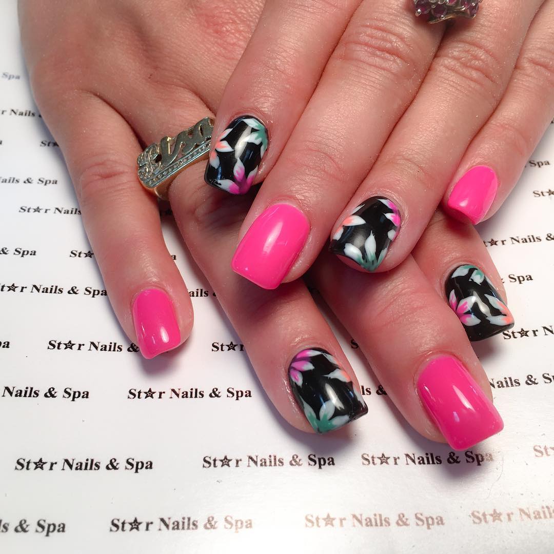Pink And Black Design Nail Design For Women