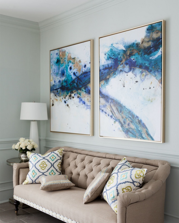 cool blue living room wall design