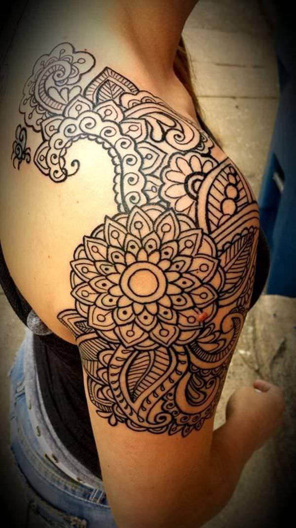 mandala tattoo design on top shoulders