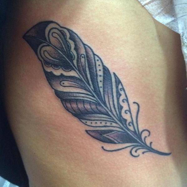 simple mandala feather tattoo