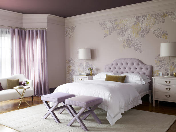 purple headboard design for bedroom