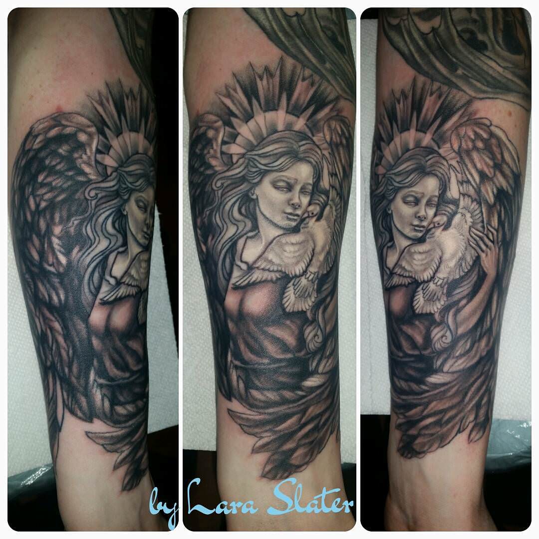 angel and dove tattoo design