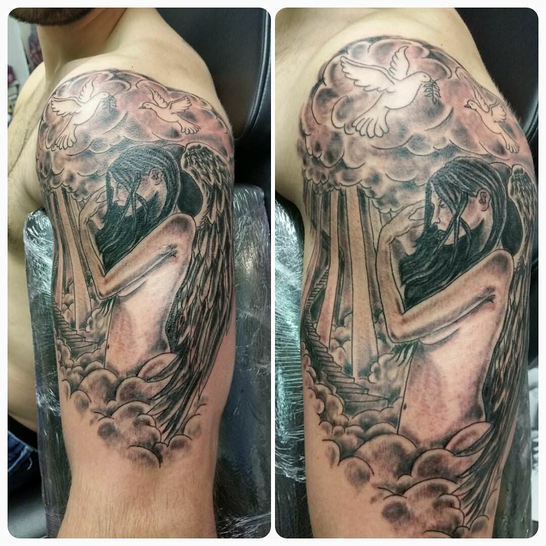 dove and angel tattoo