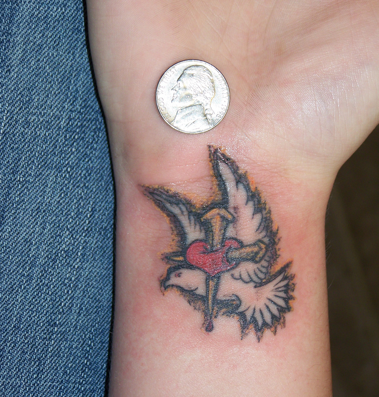 dove and cross tattoo design