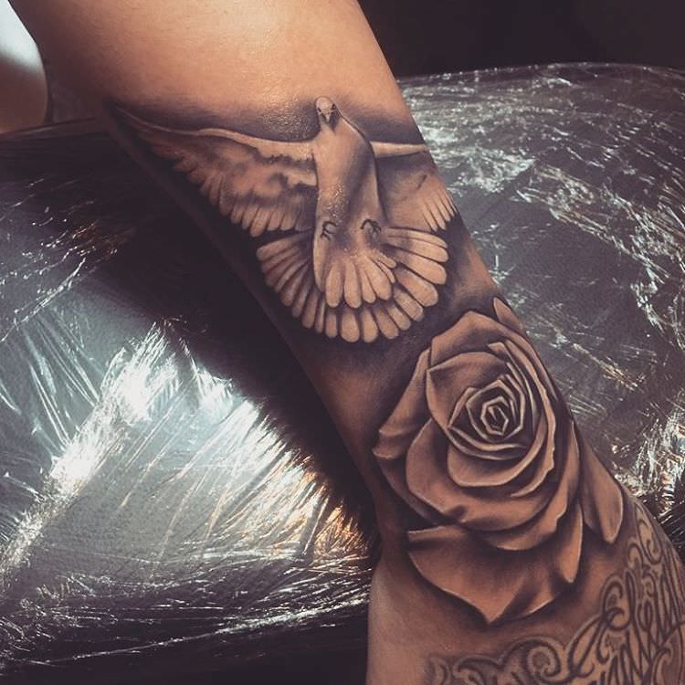 flying dove tattoo design
