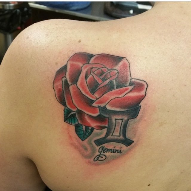 gemini tattoo design with rose