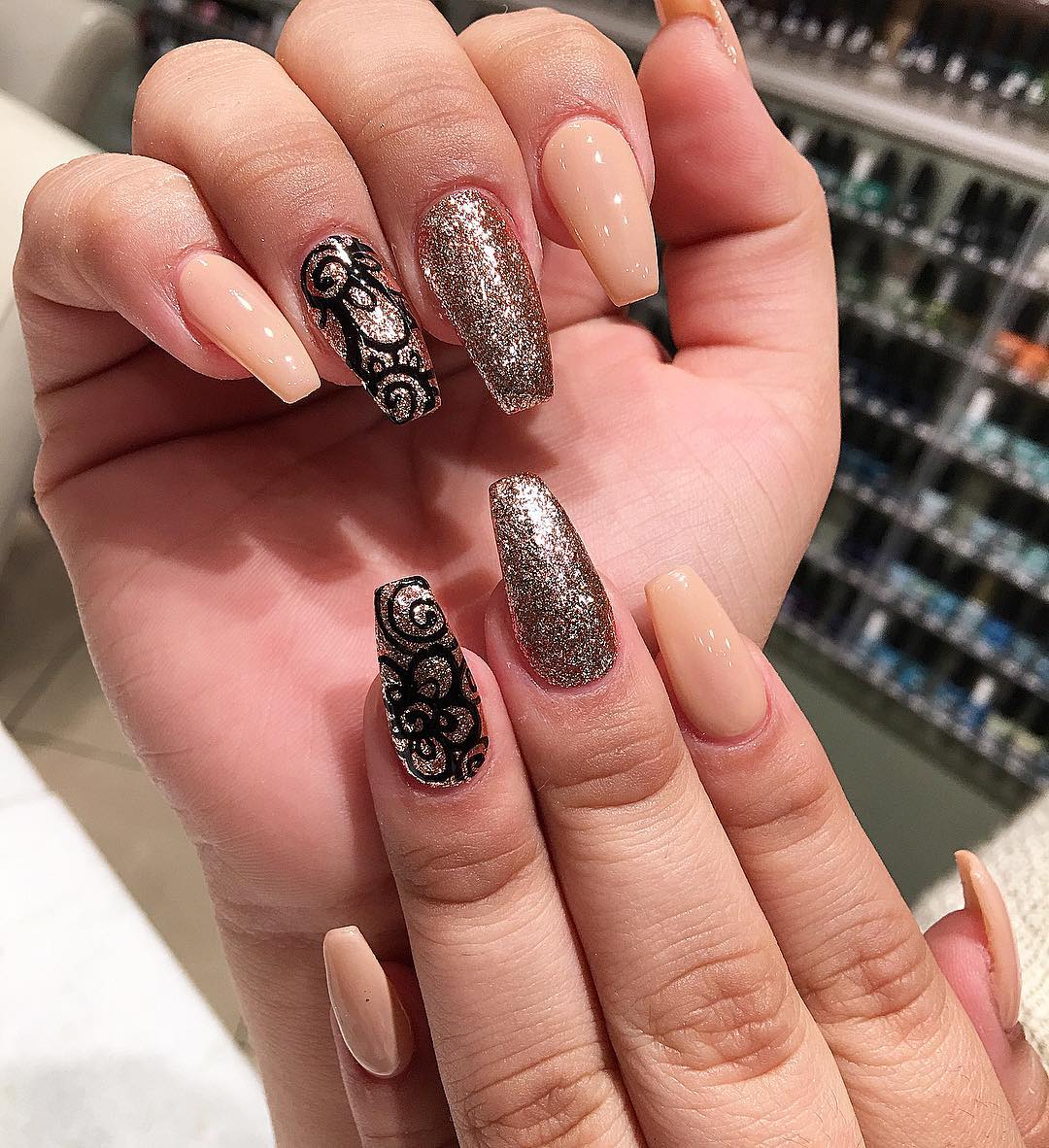 long silver nail designs