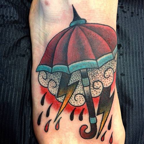 umbrella lightning tattoo design