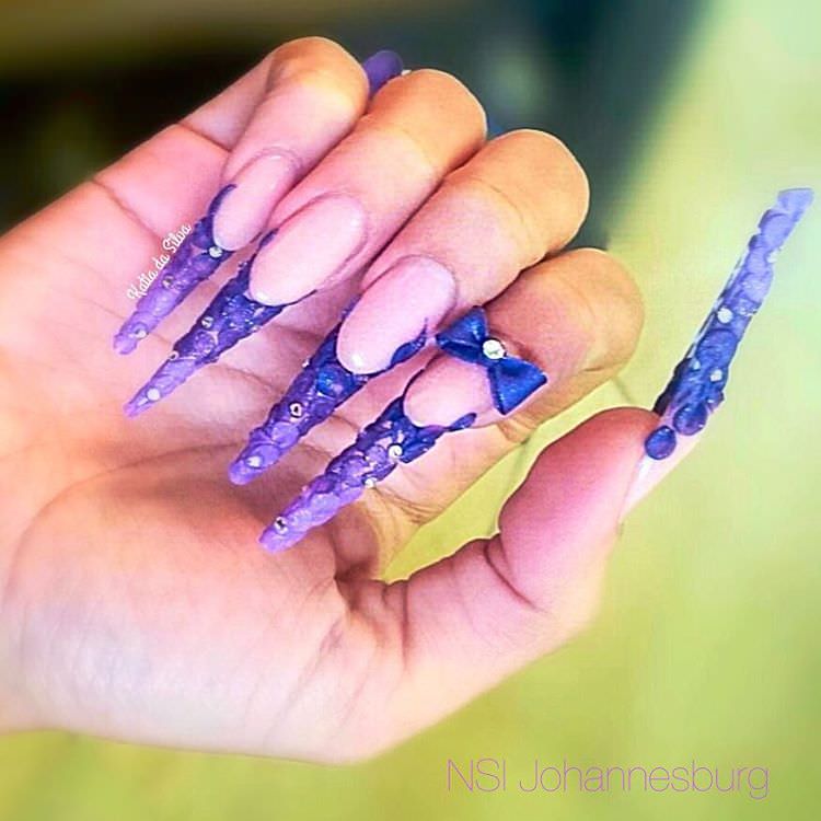 blue 3d acrylic nail design
