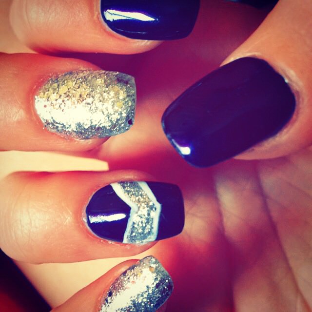 blue silveracrylic nail designs