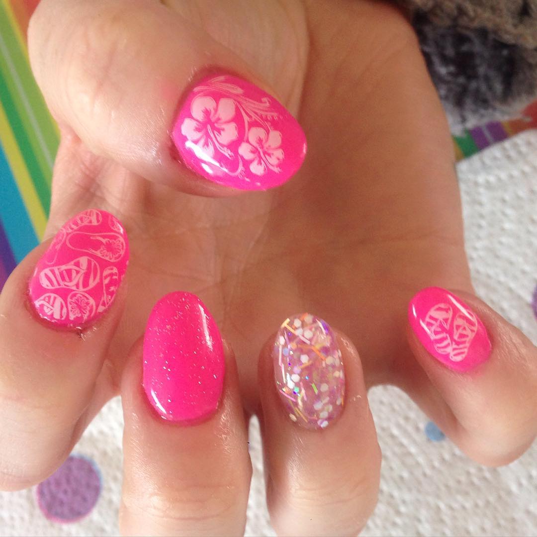 pink summer acrylic nails