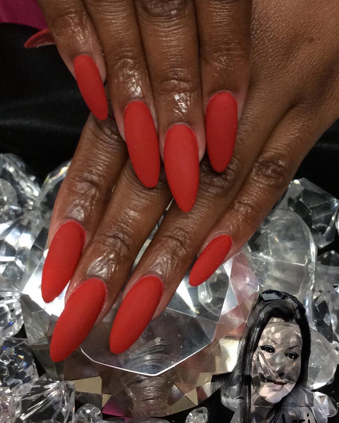 red long acrylic nail design