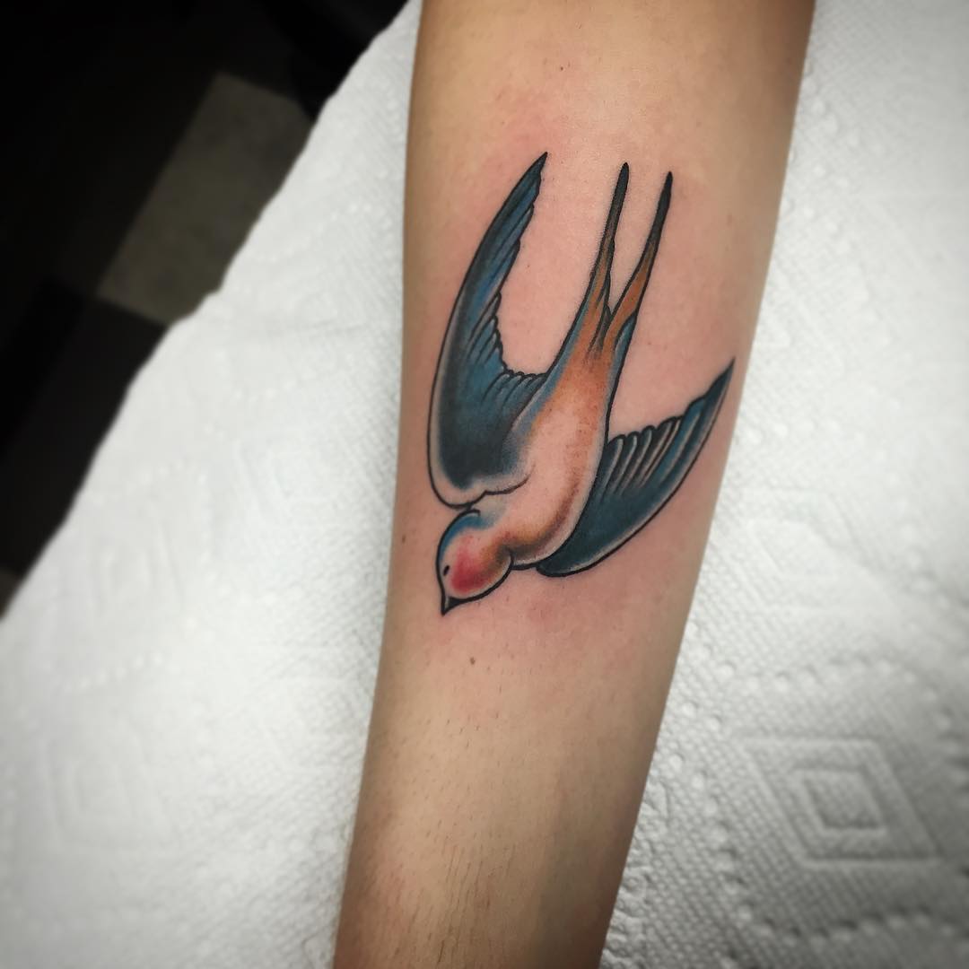 bird tattoo on forearms