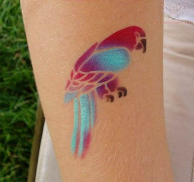 colorful parrot tattoo