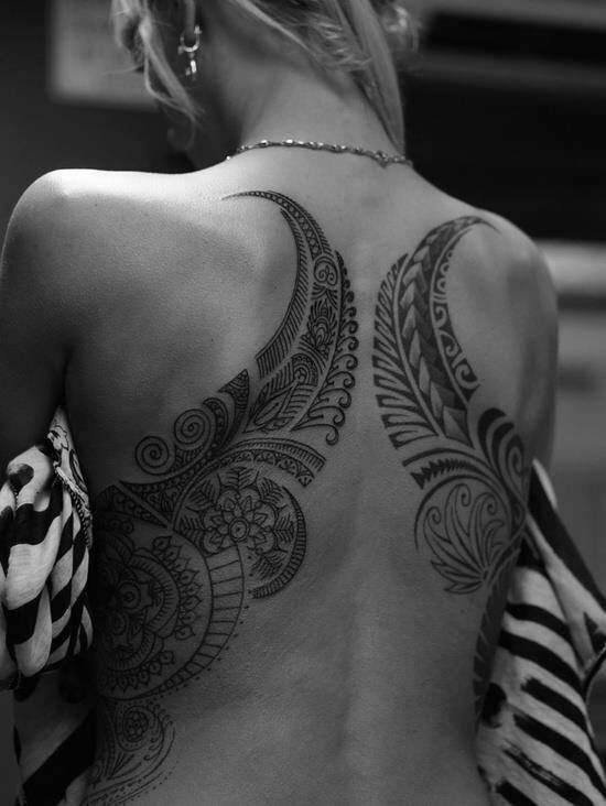 polynesian back tattoo