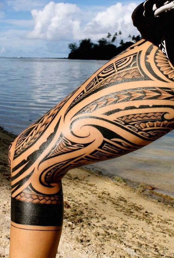 perfect polynesian leaf tattoo