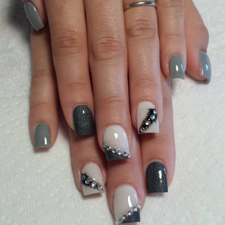 gray nail art