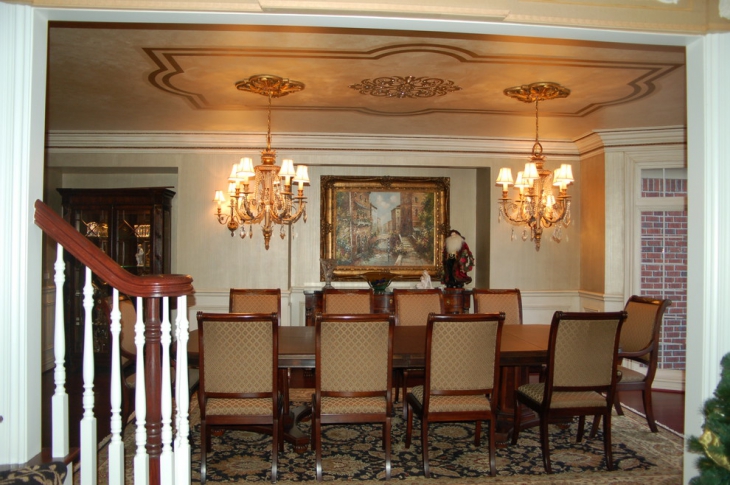 tray ceiling with medallions