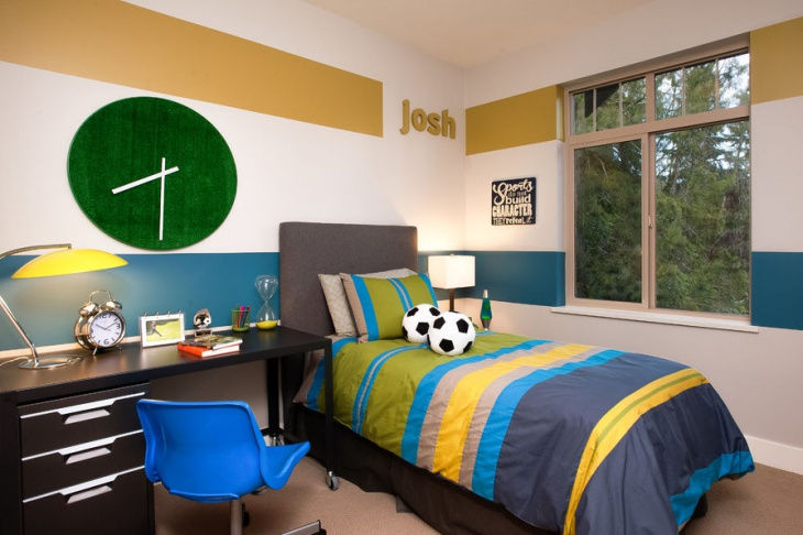 contemporary bedroom with retro wall design1