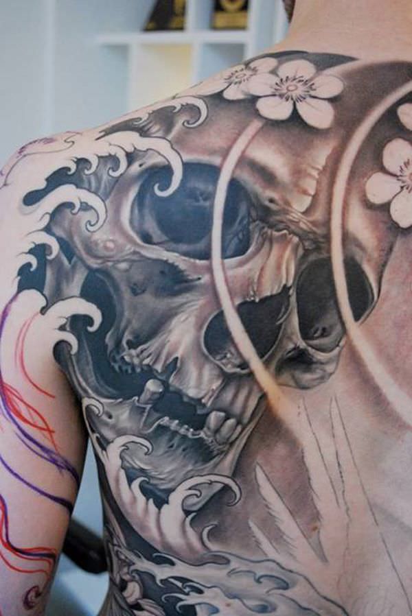 skull back tattoos 6