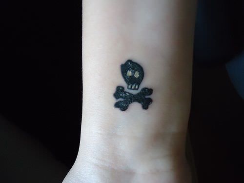 skull tattoo on wrist