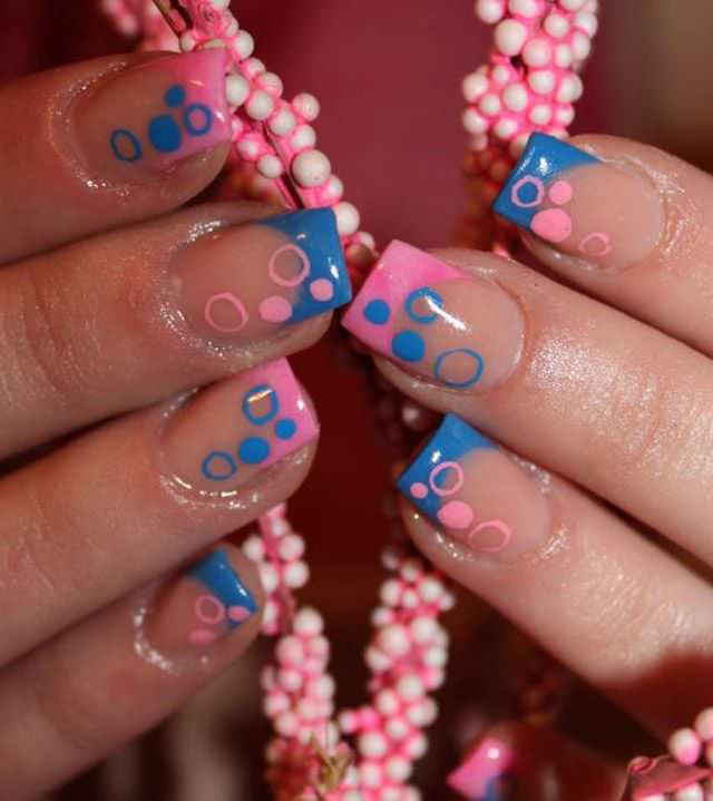 blue and bubble gum pink