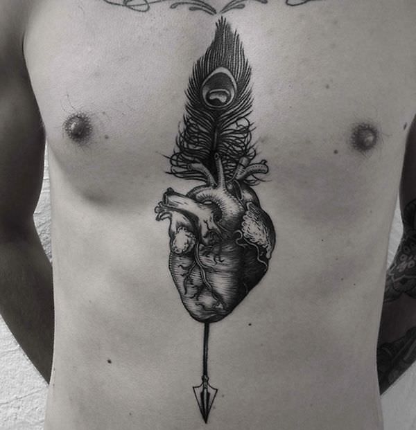 awesome heart tattoo design for men