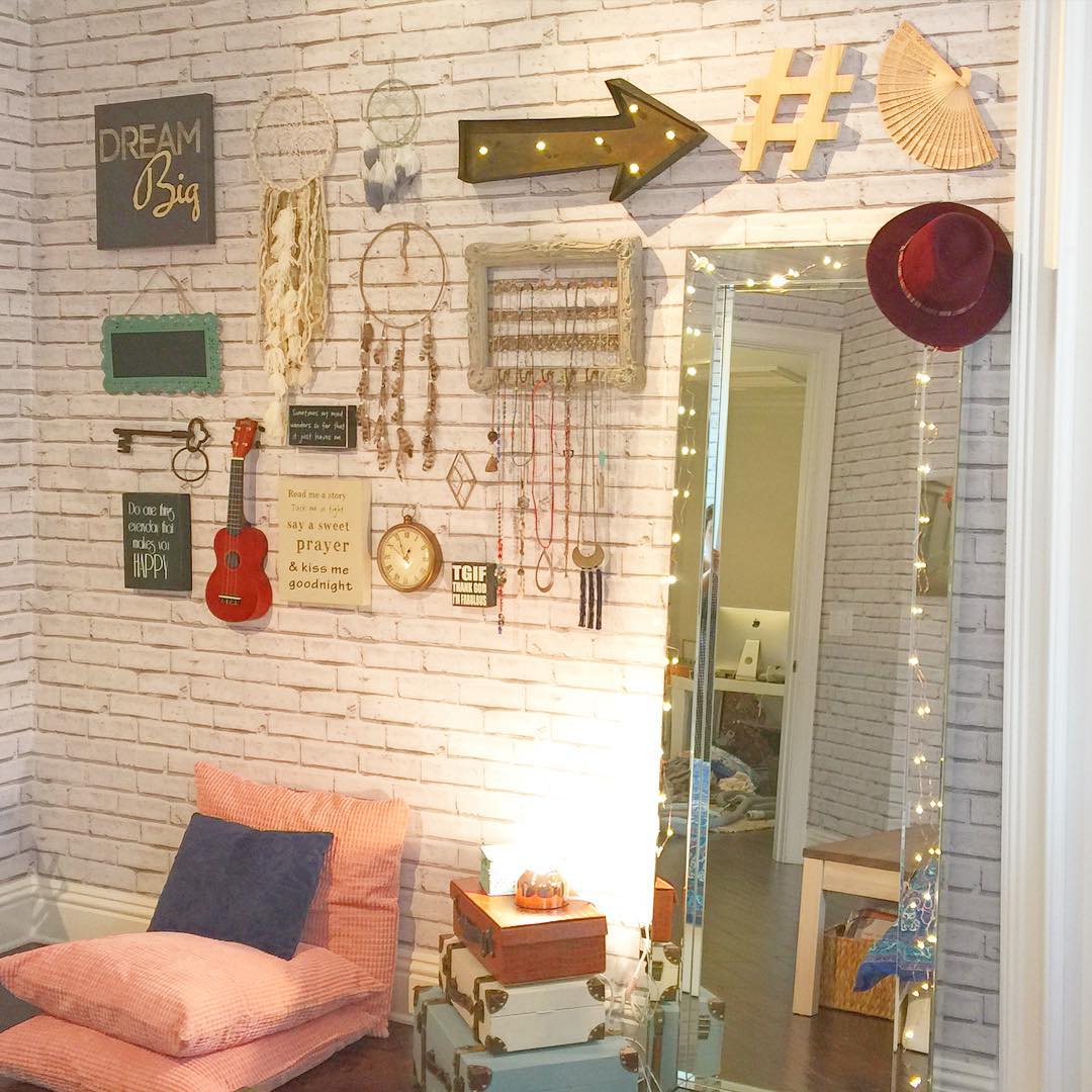 white brick teenage bedroom decor design
