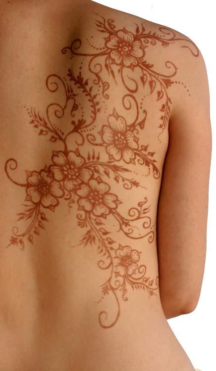 brown ink flower tattoo design