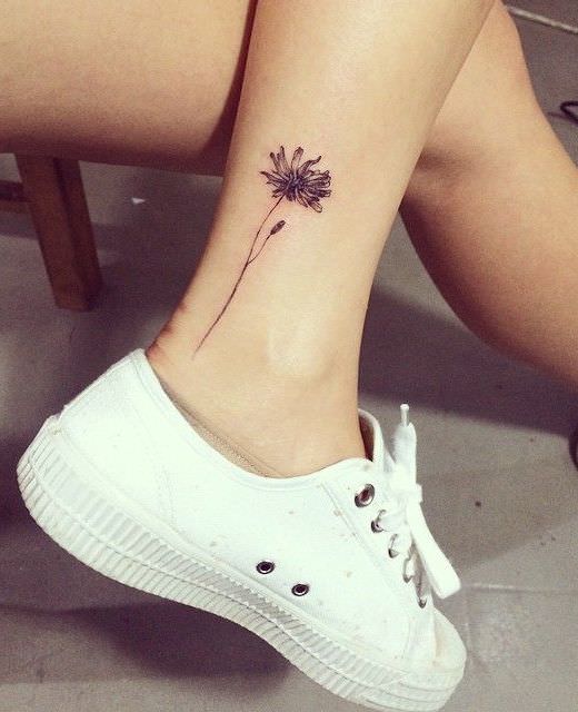 tiny ankle flower tattoo designs
