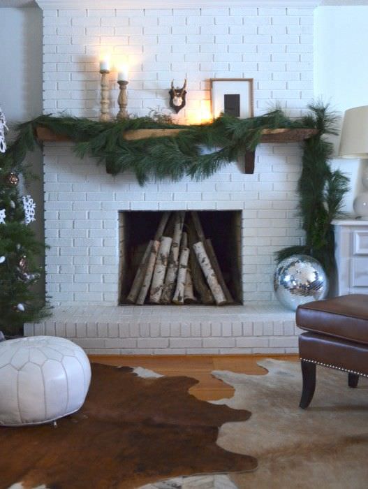 fireplace design with white bricks