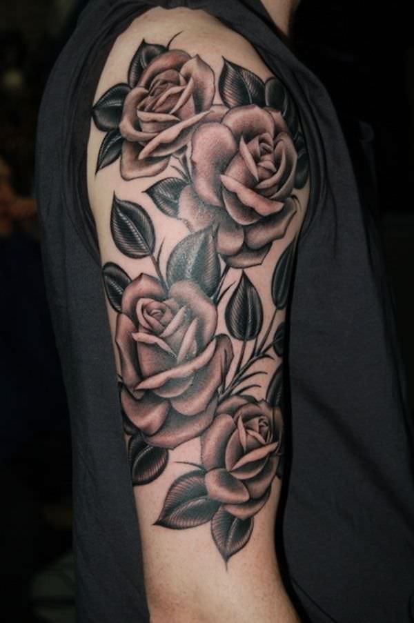 sleeve rose flower tattoo design