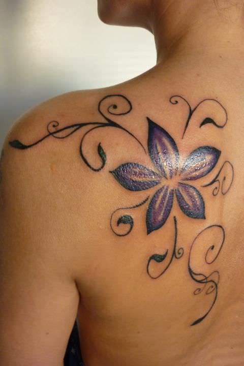 purple flower tattoo design
