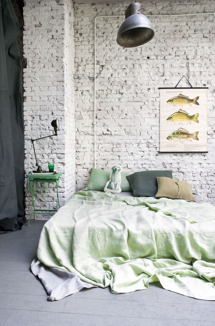 low beds design with white brick wall