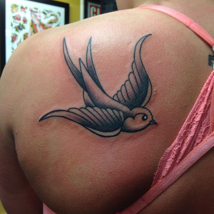 beautiful single sparrow tattoo design