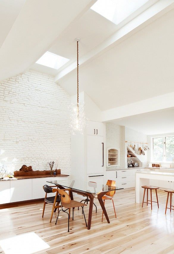 ceilings design and white brick wall