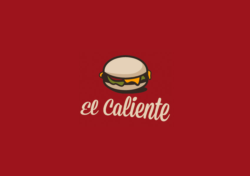 el caliente burger logo design
