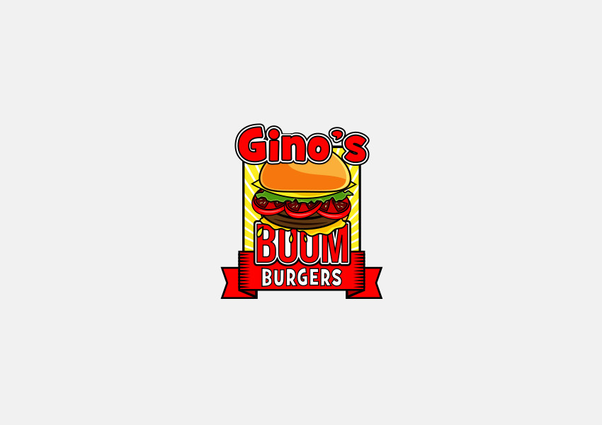 ginoos boom burger logo design