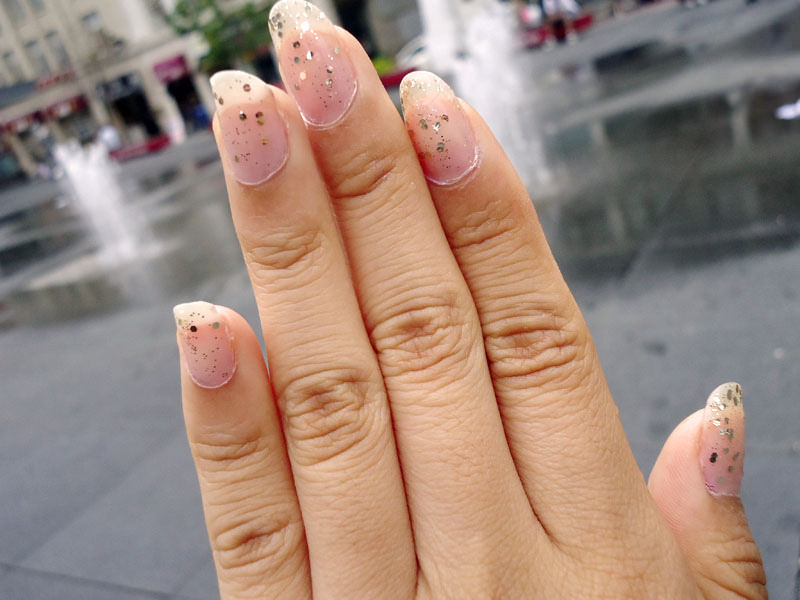 pink glitter nail design