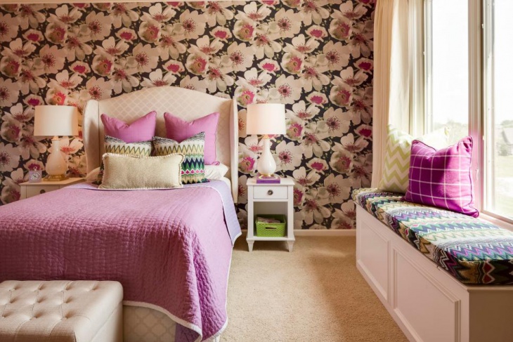 bedroom floral wallpaper design
