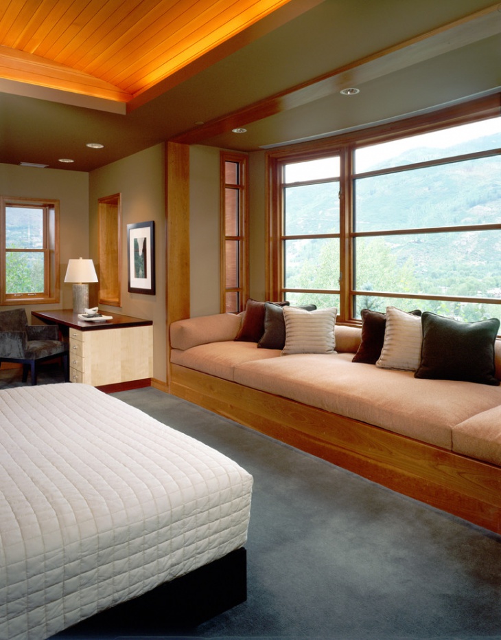 modern brown oak wooden bedroom