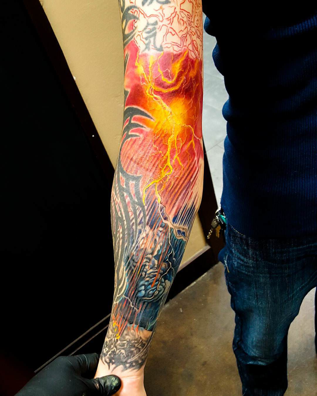 inked lightning tattoo design