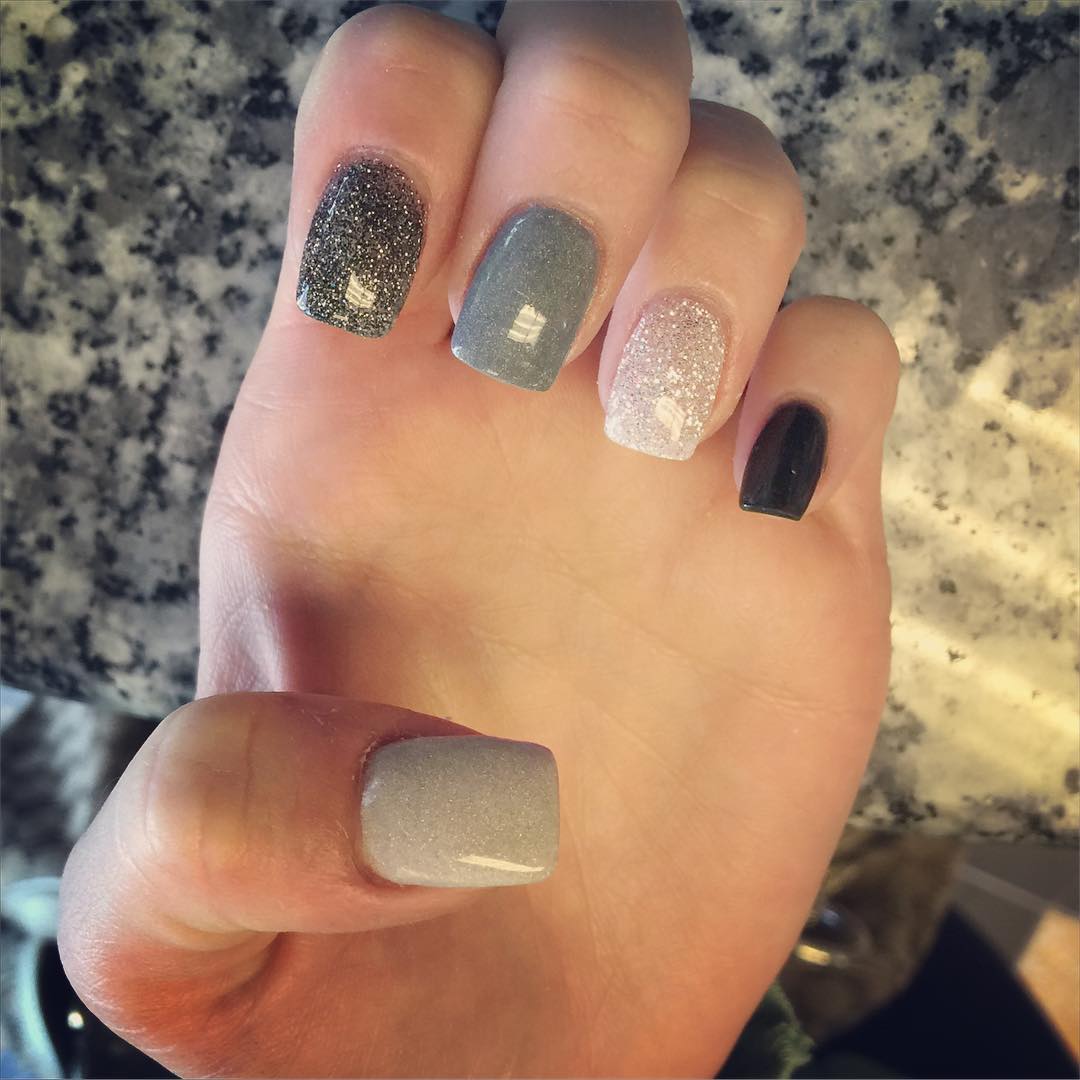 funky glitter nail design