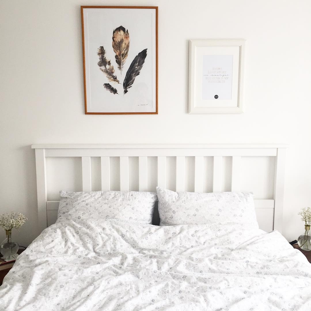 white bedroom design in morning