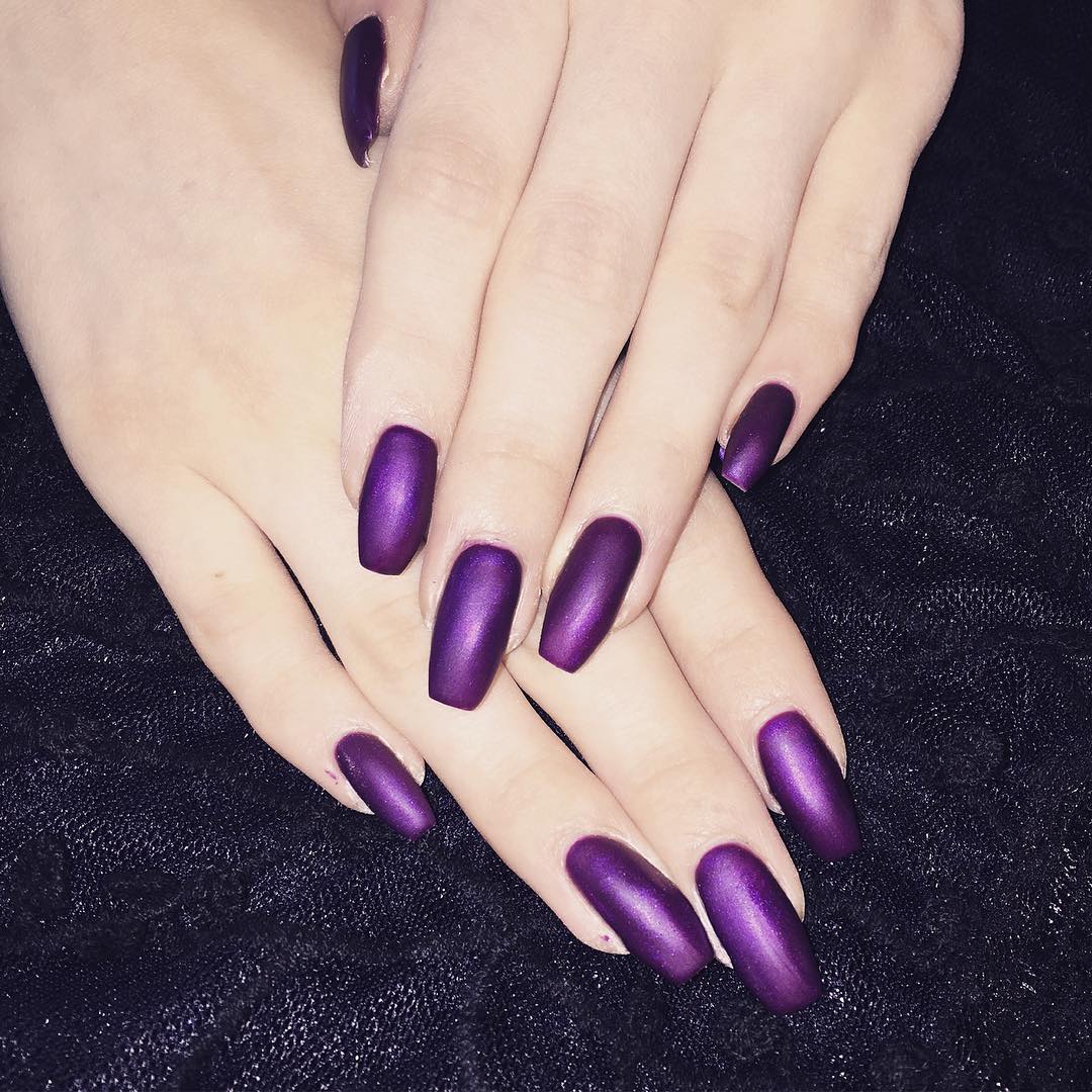 matt purple nail design