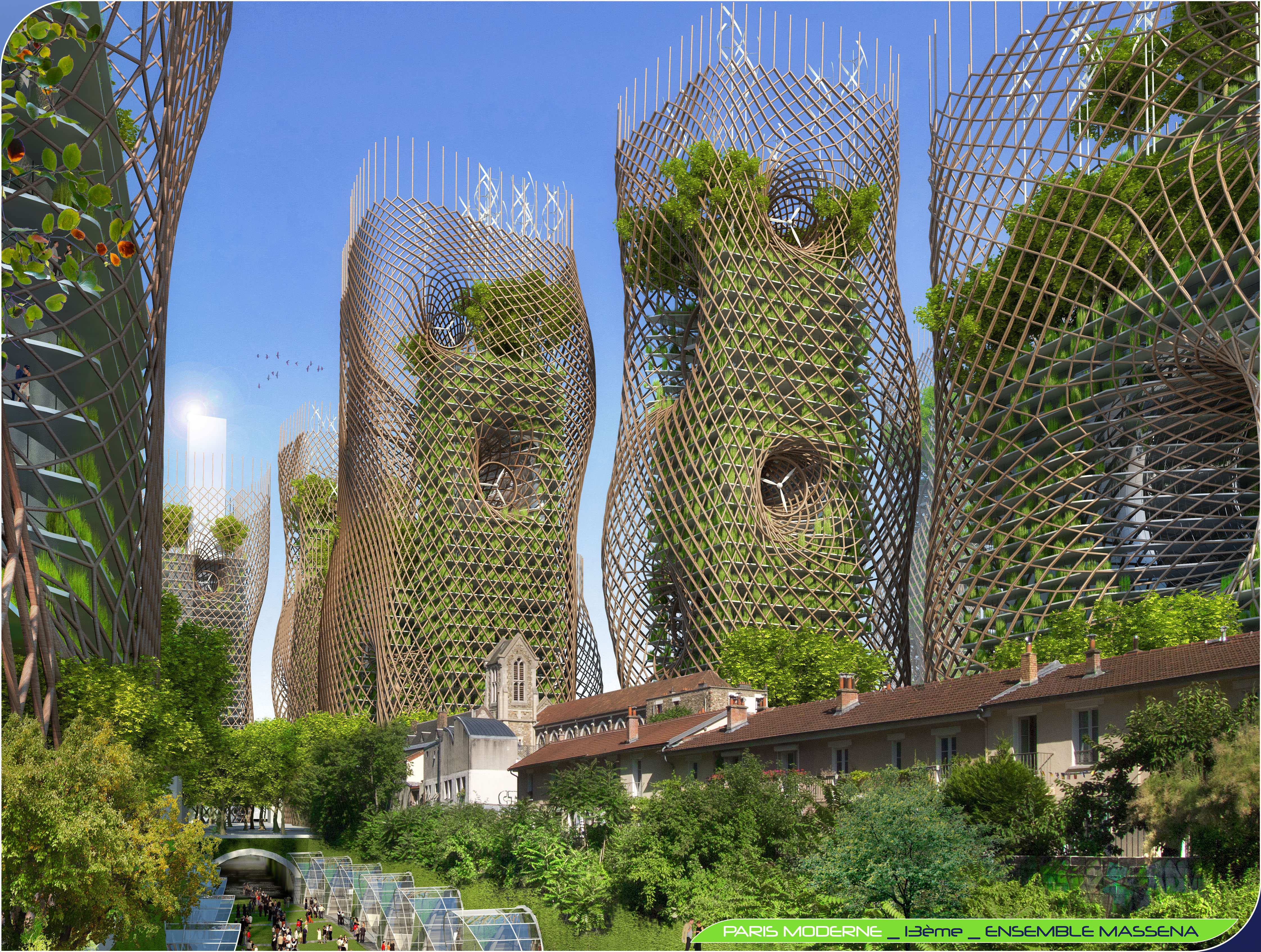 paris 2050 bamboo nest towers 2