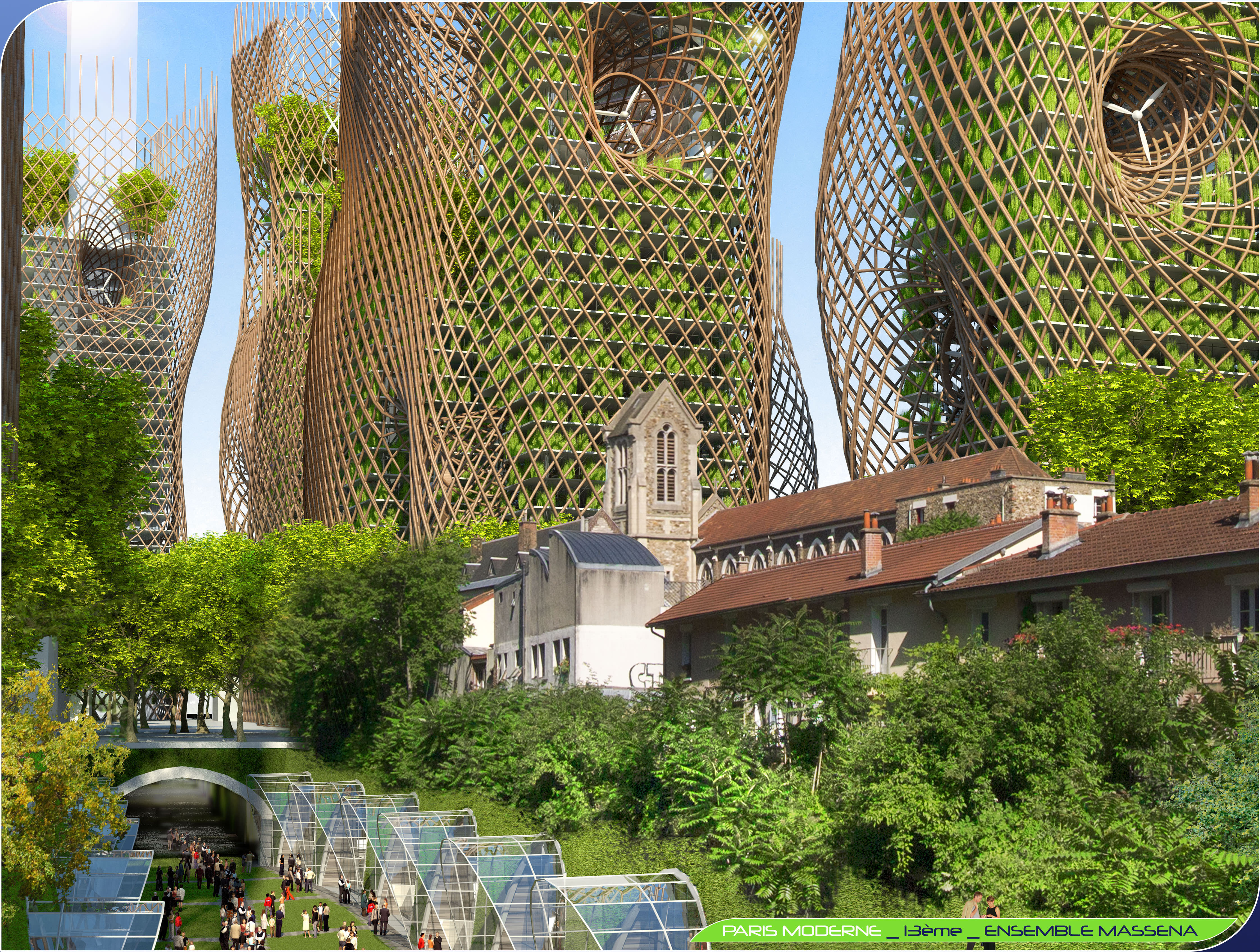 paris 2050 bamboo nest towers 3