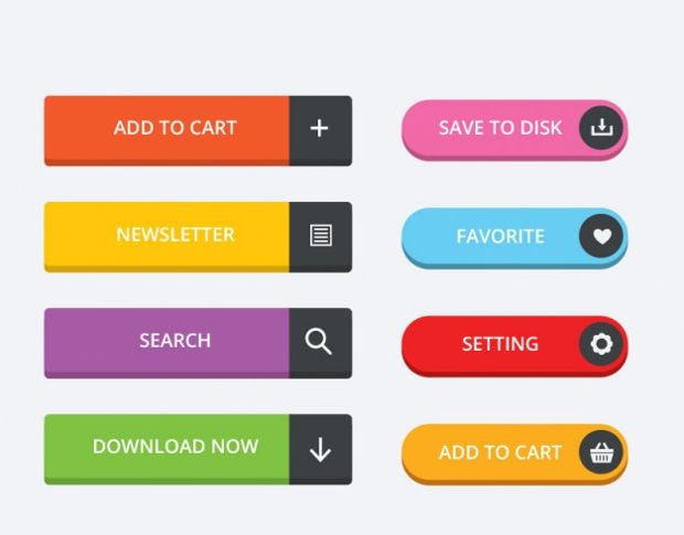colored website buttons vector