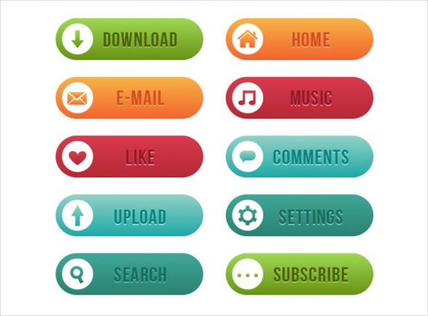 rounded web buttons vector1